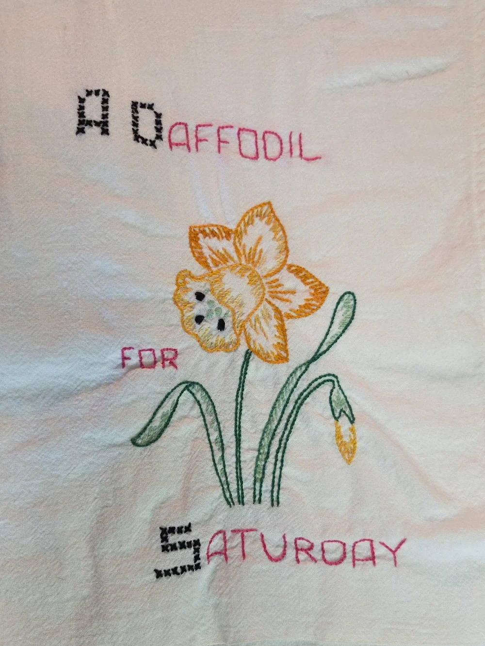 Vintage Flour Sack Kitchen Towels Days Of Week Embroidered Floral Set Of 6